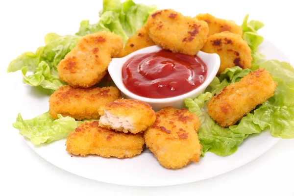 Fried nugget with ketchup — Stock Photo, Image