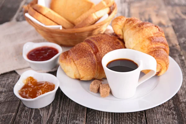 Breakfast with coffee and croissants Stock Picture