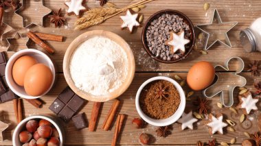 Kompozisyon malzemeler Noel kek ya da pasta yemek pişirmek için