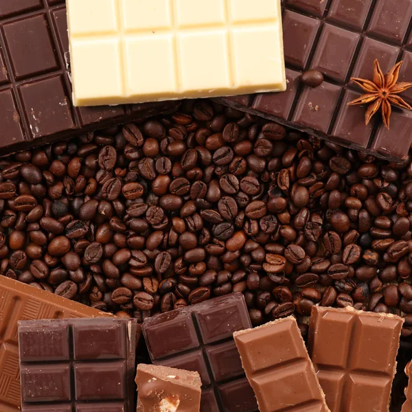 Pražená Zrnková Káva Čokoláda — Stock fotografie