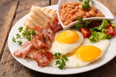 İngiliz kahvaltısı ahşap tablo