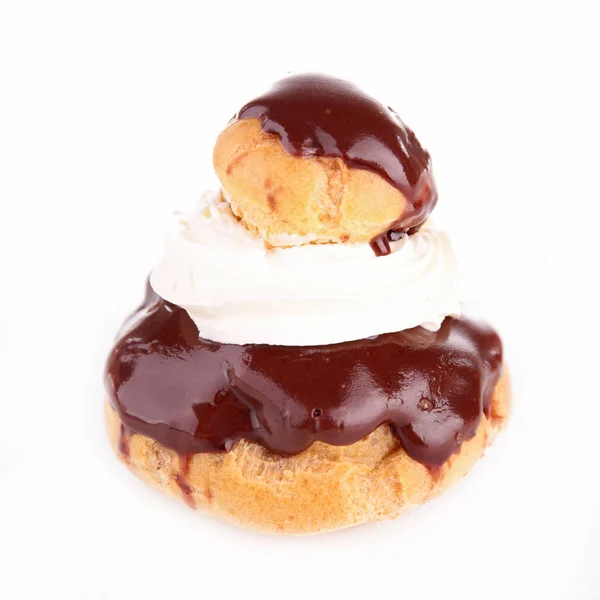 Pastelaria Choux Francesa Com Creme Chocolate — Fotografia de Stock