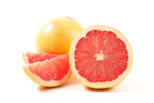 Rijp Grapefruits Geïsoleerd Witte Achtergrond — Stockfoto