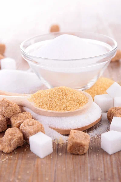 White and brown sugar — Stock Photo, Image