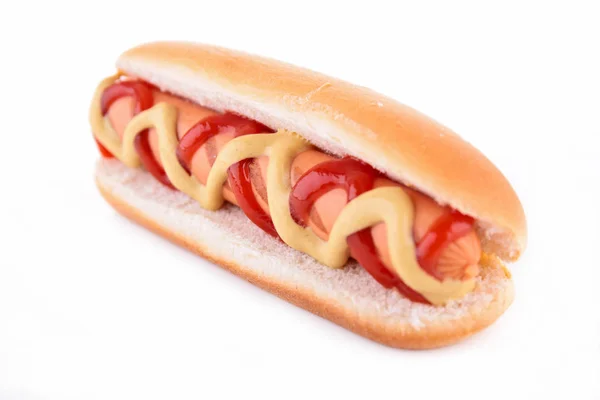 Hot Dog Isolerad Vit Bakgrund — Stockfoto