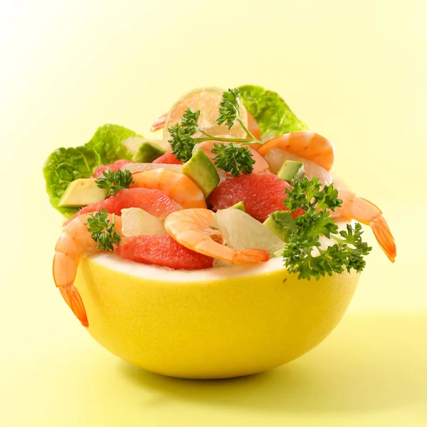 Grapefruit Salad Shrimps Avocado — Stock Photo, Image