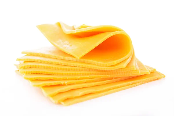 Cheddar Cheese Slices White Background — Stock Photo, Image