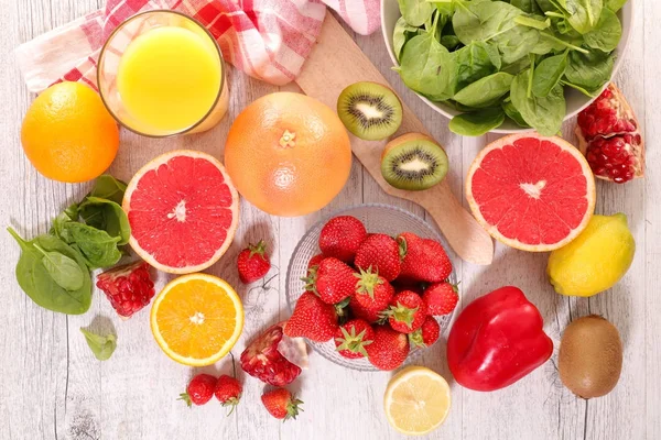 Verschiedenes Frisches Obst Und Gemüse Nahsicht — Stockfoto