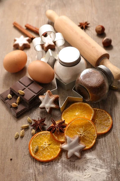 Compositions Ingredients Cooking Christmas Cake Pastry — Stock Photo, Image