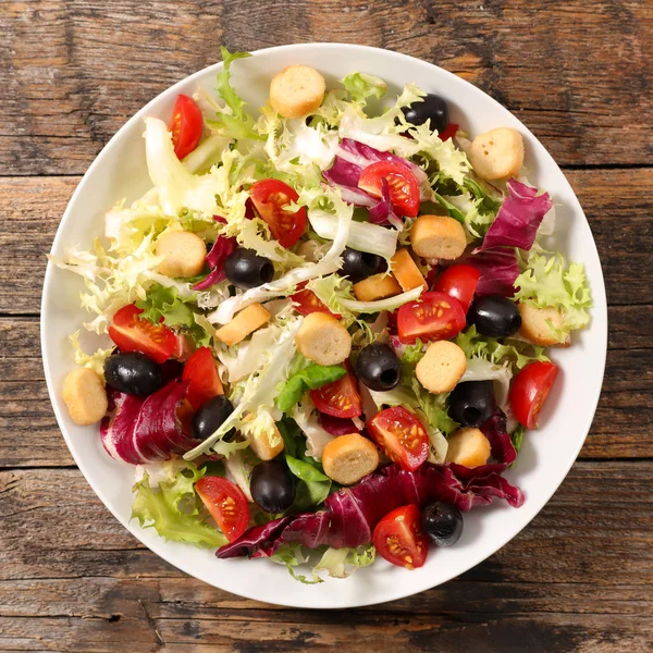 Mixed Vegetable Salad Wooden Background — Stock Photo, Image