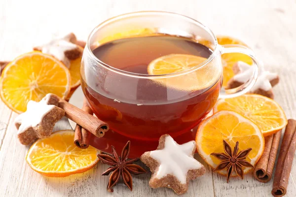 Kerst Thee Glühwein Met Kruiden — Stockfoto