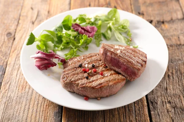 Grilled Beef Steak White Plate — Stock Photo, Image