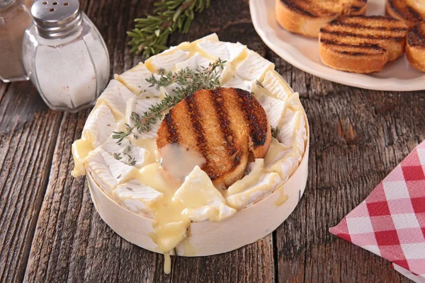 Hot Baked Camembert Cheese Thyme — Stock Photo, Image