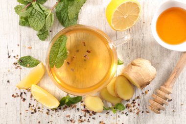 zencefil ve limon ile çay ile var