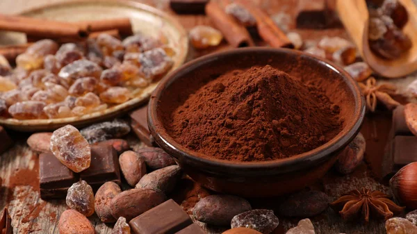 Assorted Cocoa Nuts Sugar Table — Stock Photo, Image