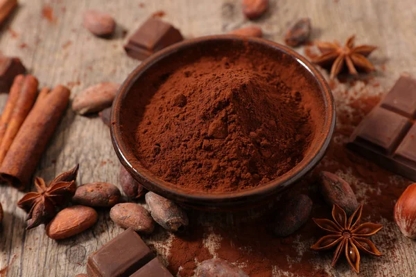 Assorted Cocoa Nuts Sugar Table — Stock Photo, Image