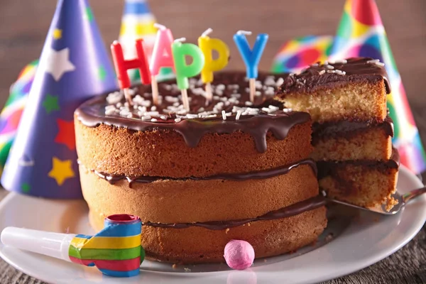 Birthday Chocolate Cake Close — Stock Photo, Image