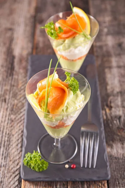 Crema Avocado Salmone Affumicato — Foto Stock