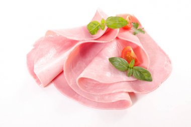 taze jambon dilim, üzerinde beyaz izole
