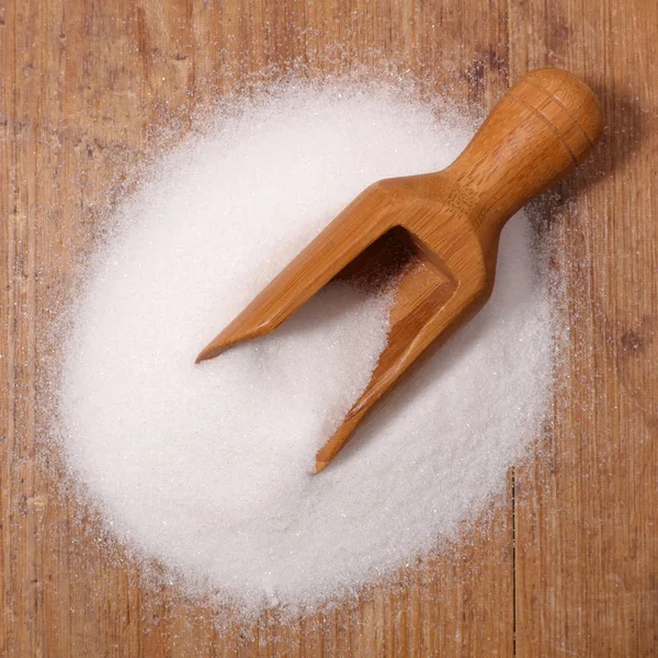 Zucchero Versato Sul Tavolo Legno — Foto Stock