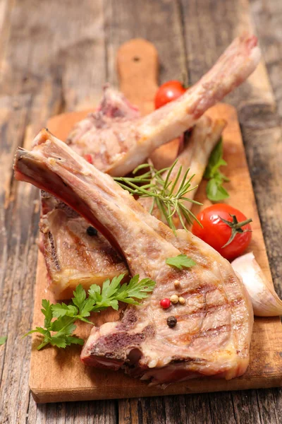 Fried Lamb Chop Wooden Table — Stock Photo, Image