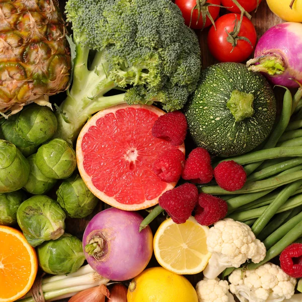 Vista Cerca Frutas Verduras Frescas Cero Calorías —  Fotos de Stock