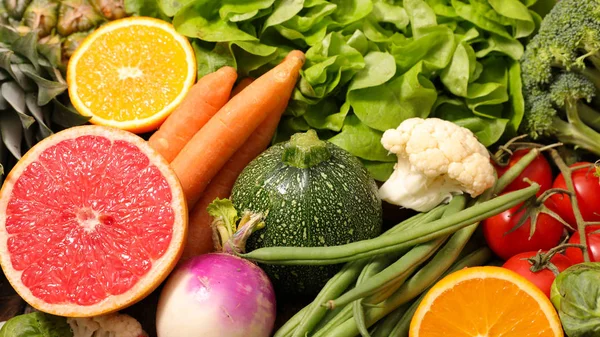 Vista Cerca Frutas Verduras Frescas —  Fotos de Stock