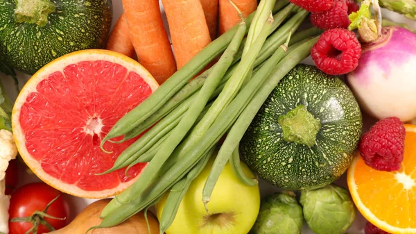 Vista Perto Das Frutas Produtos Hortícolas Frescos — Fotografia de Stock