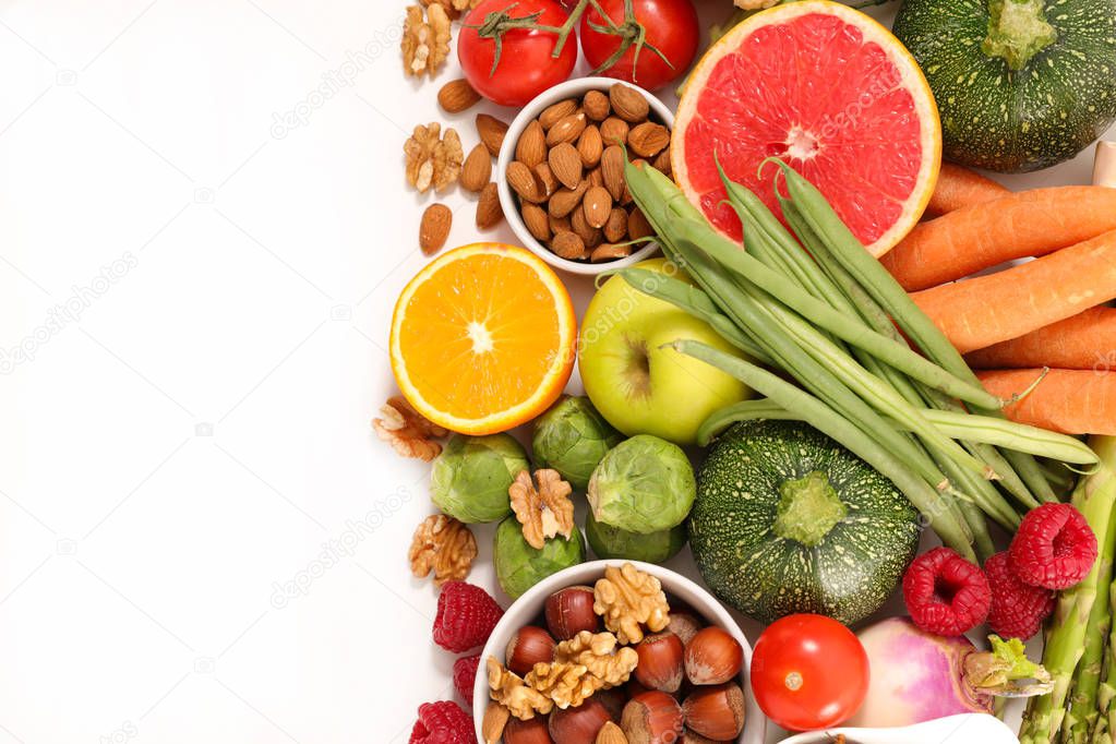 Close-up view of  selection of healthy food