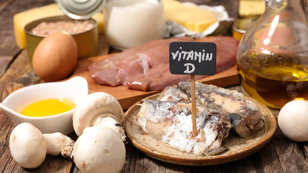 Close Nézd Ételeket Magas Vitamin Fából Készült Asztal — Stock Fotó