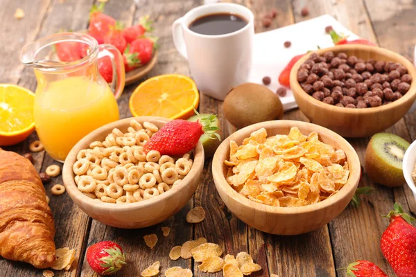 Selection Cereal Breakfast Wooden Background — Stock Photo, Image