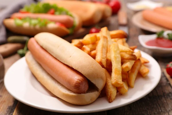 Cachorro Quente Batatas Fritas — Fotografia de Stock