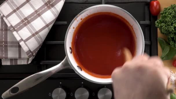 Tomato Sauce Pan — Stock Video