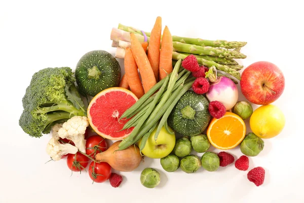 Frutas Hortalizas Crudas Aisladas Sobre Fondo Blanco —  Fotos de Stock