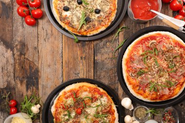 Pizza farklı tipleri ile Gıda kompozisyonu