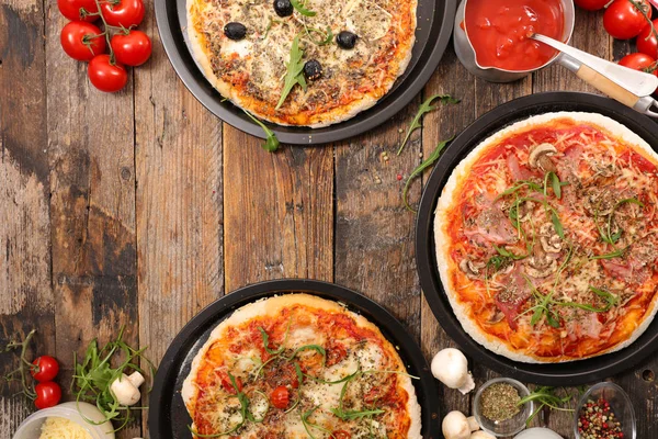 Élelmiszer Összetétel Különböző Pizza — Stock Fotó