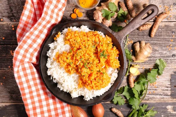 Lentil Spice Rice Pan — Stock Photo, Image