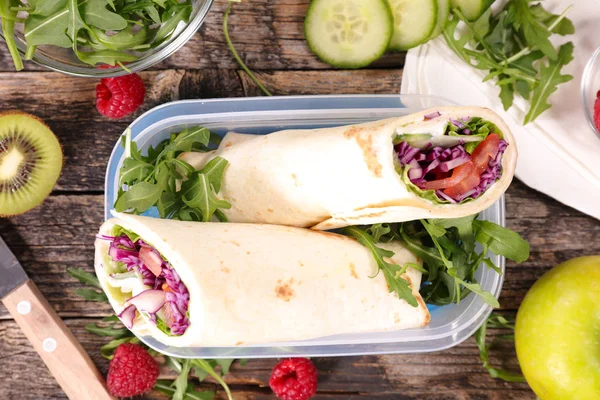 Burrito Sandwich Wraps Mit Gemüse — Stockfoto