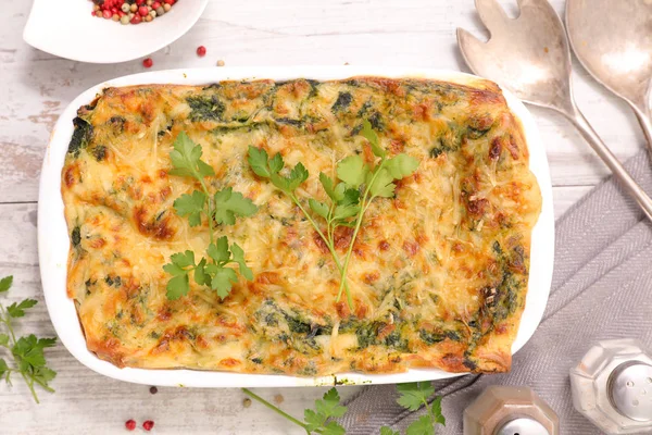 Fresh Lasagna Spinach Ricotta Decorated Parsley — Stock Photo, Image