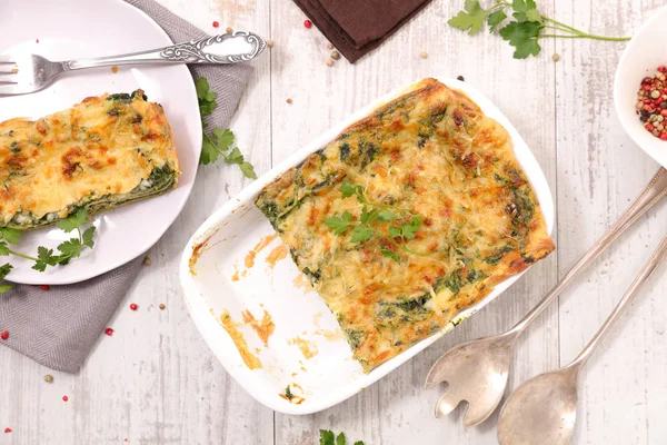 Fresh Lasagna Spinach Ricotta Decorated Parsley — Stock Photo, Image