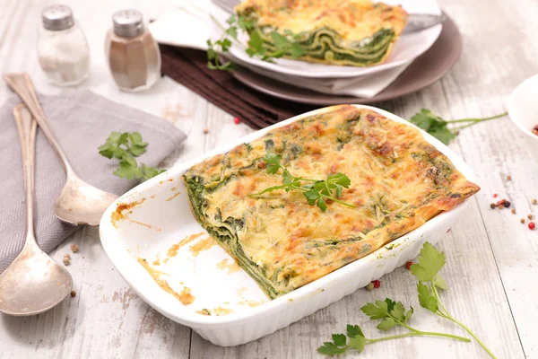 Fresh Lasagna Spinach Ricotta Decorated Parsley — Stock Photo, Image