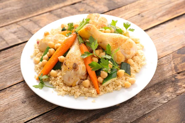 Couscous Pois Chiches Poulet Légumes — Photo