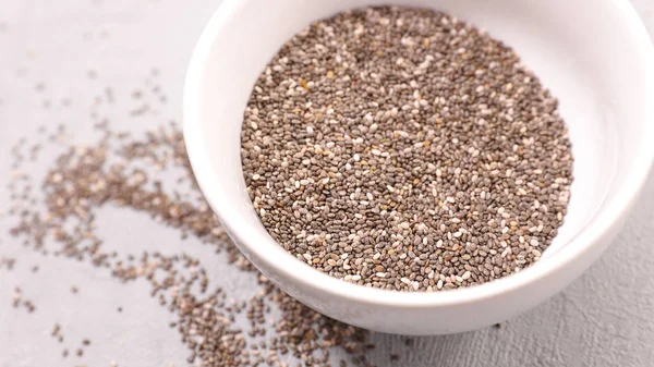 Raw Chia Utsäde Serveras Vit Skål — Stockfoto