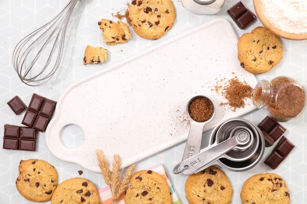 Finom Csokoládé Cookie Fából Készült Asztal — Stock Fotó