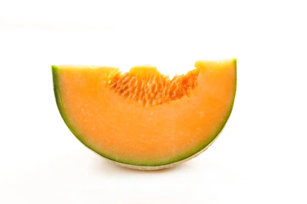 Heerlijke Meloen Segment Geïsoleerd Witte Achtergrond — Stockfoto