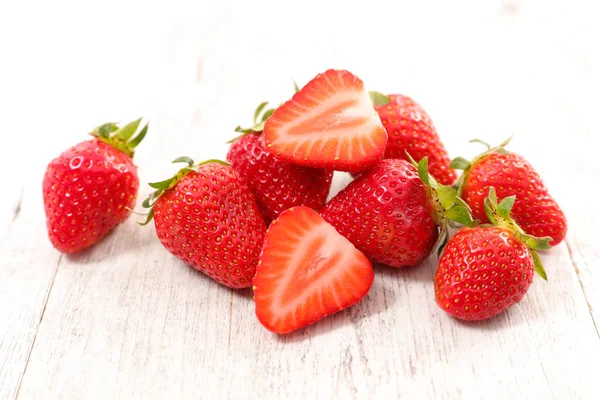 Fresh Ripe Strawberries Wooden Table — Stock Photo, Image