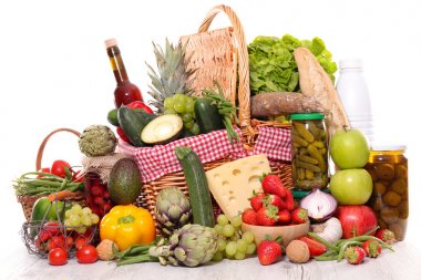 meyve, sebze ve beyaz arka plan üzerinde izole diğer ürünler 