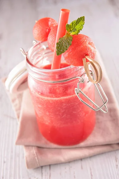 Fräsch Vattenmelon Juice Närbild — Stockfoto