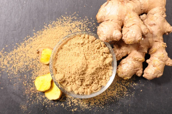 Ginger Powder Root Top View — Stock Photo, Image