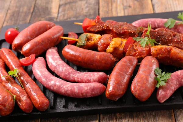 Geassorteerde Vlees Voor Barbecue Close Weergave — Stockfoto